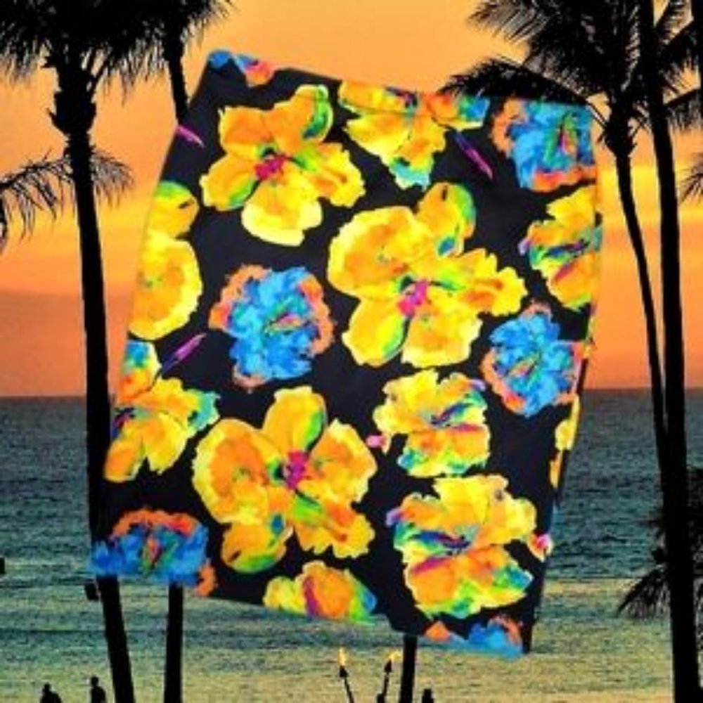 RAFAELLA Multicolored Floral Print Stretch Skirt Medium